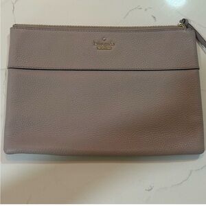 KATE SPADE | Nude Pebble Leather Zip Pouch Clutch